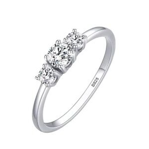 925 Sterling Silver Sparkling Cubic Zirconia Stackable Ring